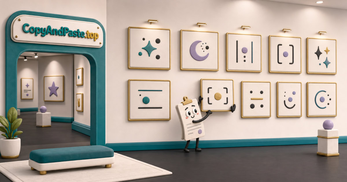 Aesthetic Symbols illustration showing stars, moons, lines, dots, and minimal decorative symbols for copy and paste.