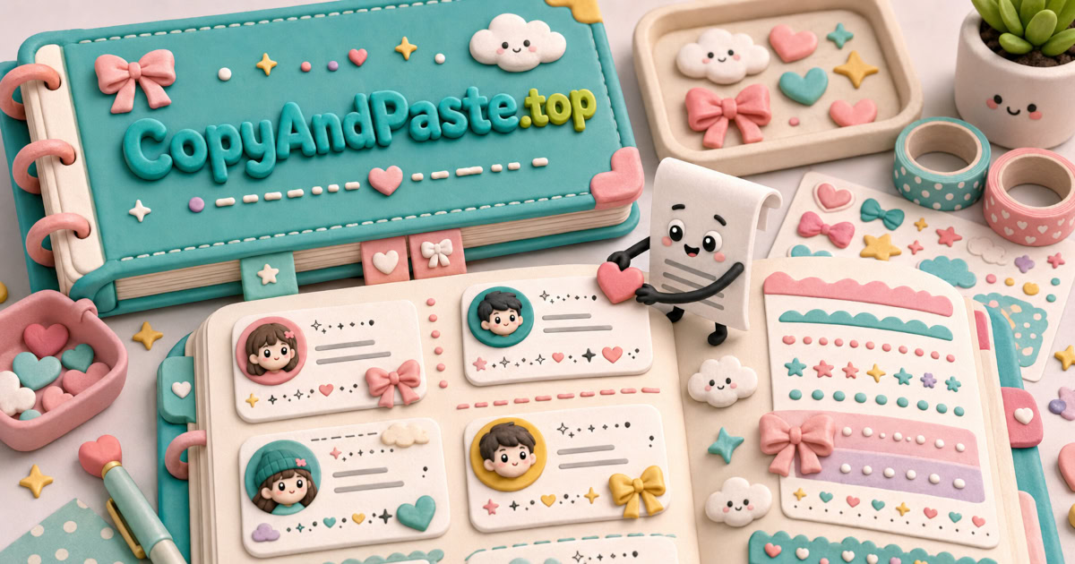 Cute Bio Symbols Pack illustration showing hearts, bows, sparkles, dividers, and cute bio decorations for copy paste.